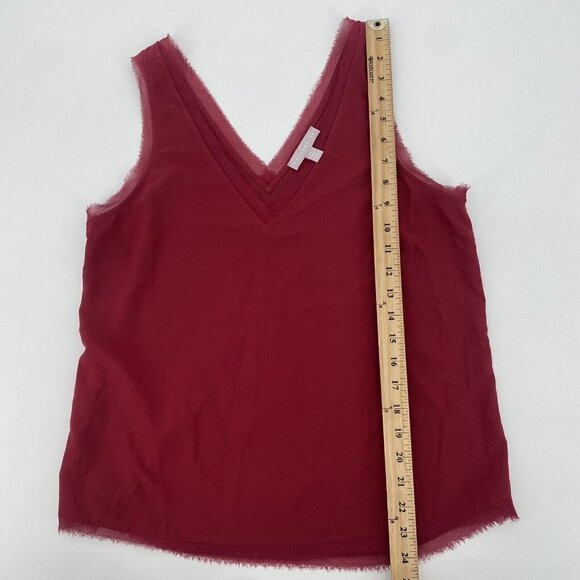 Chelsea28 Size M Sleeveless Gauze Raw Edge Maroon Burgundy Blouse - Picture 5 of 8